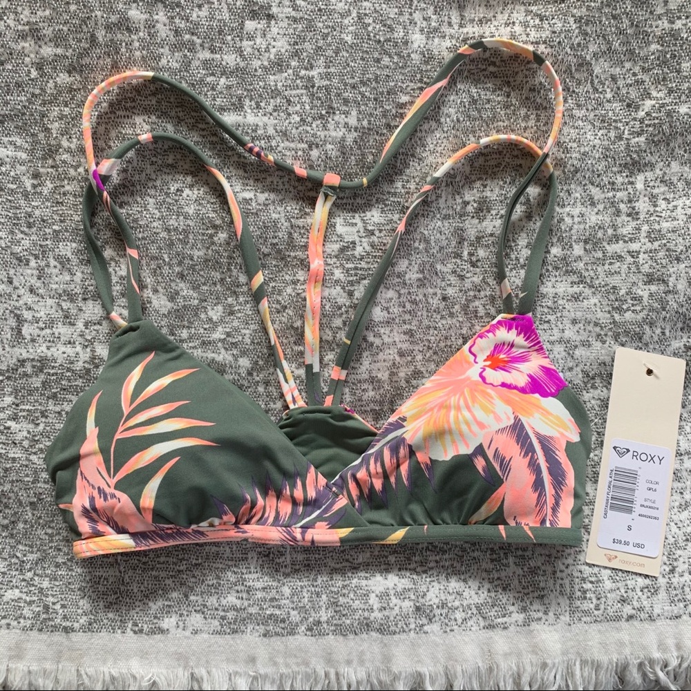 RARE! Roxy castaway floral bikini top
